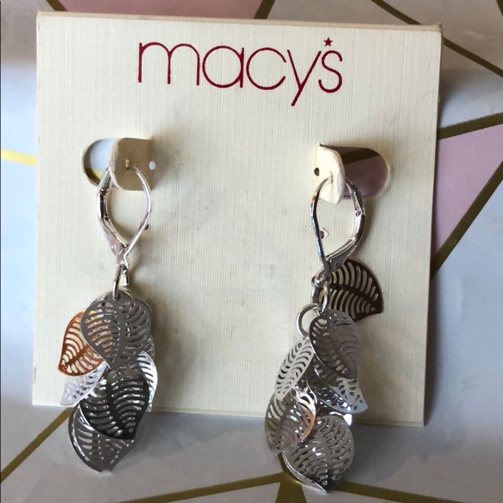 Macy’s Silver Leaves Earrings
